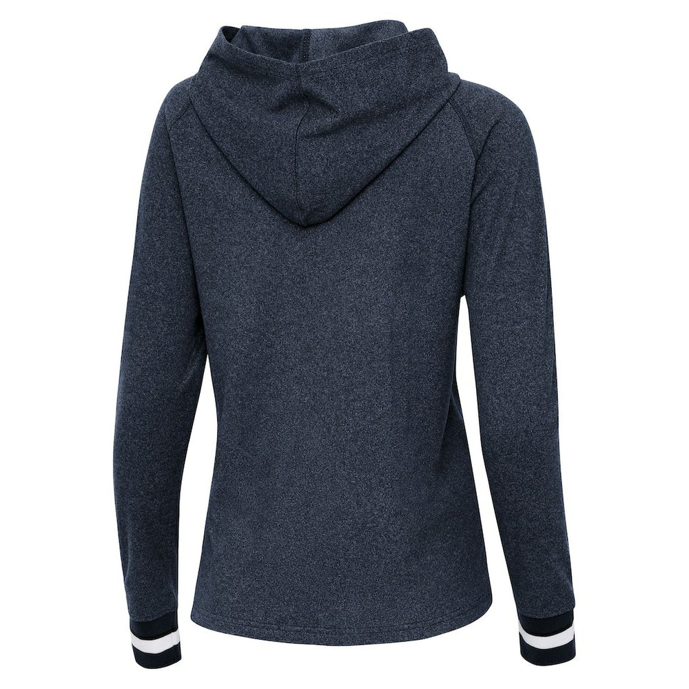 Dallas Cowboys Antigua Women's Trek Raglan Pullover Hoodie - Heather Navy - NFL