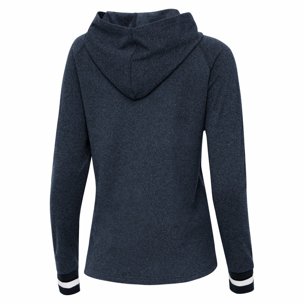 Houston Texans Antigua Women's Trek Raglan Pullover Hoodie - Heather Navy - NFL