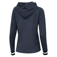 Denver Broncos Antigua Women's Trek Raglan Pullover Hoodie - Heather Navy - NFL