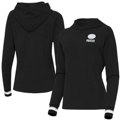 Green Bay Packers Antigua Women's Trek Raglan Pullover Hoodie - Black - NFL