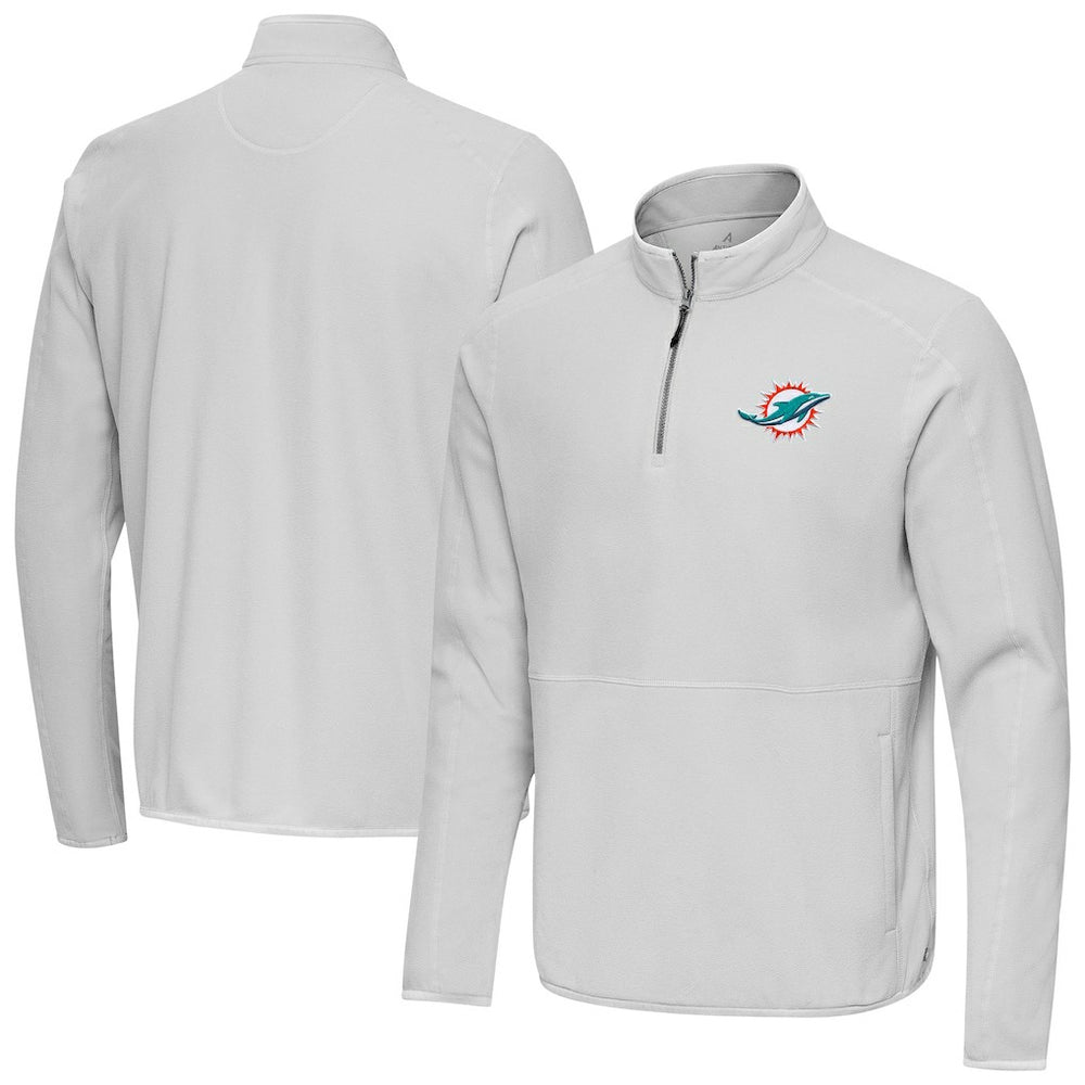 Miami Dolphins Antigua Step Up Quarter-Zip Pullover - Gray - NFL