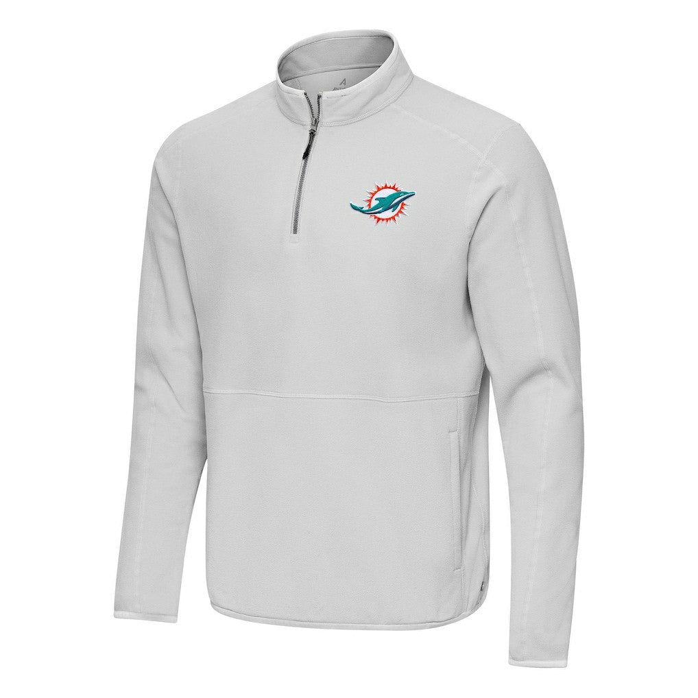 Miami Dolphins Antigua Step Up Quarter-Zip Pullover - Gray - NFL