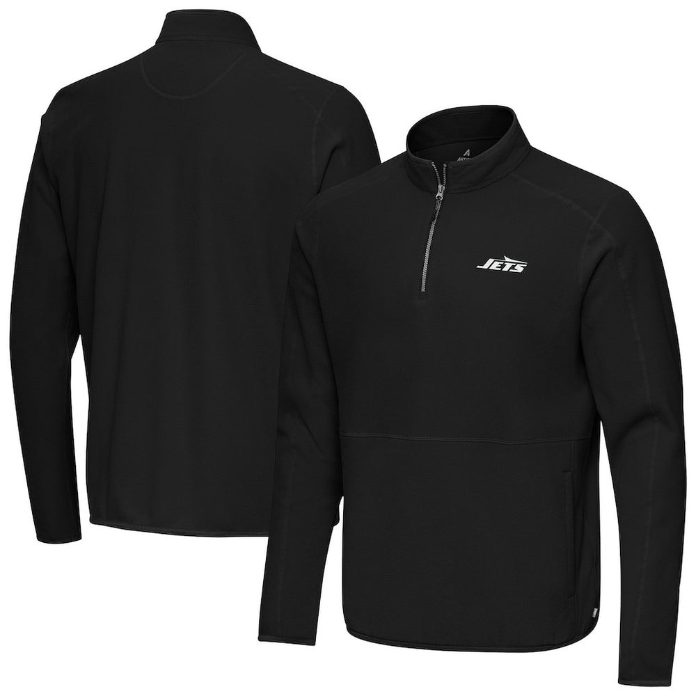 New York Jets Antigua Step Up Quarter-Zip Pullover - Black - NFL