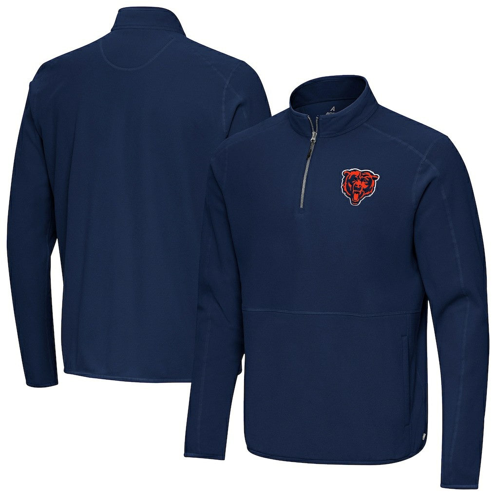 Chicago Bears Antigua Step Up Quarter-Zip Pullover - Navy - NFL