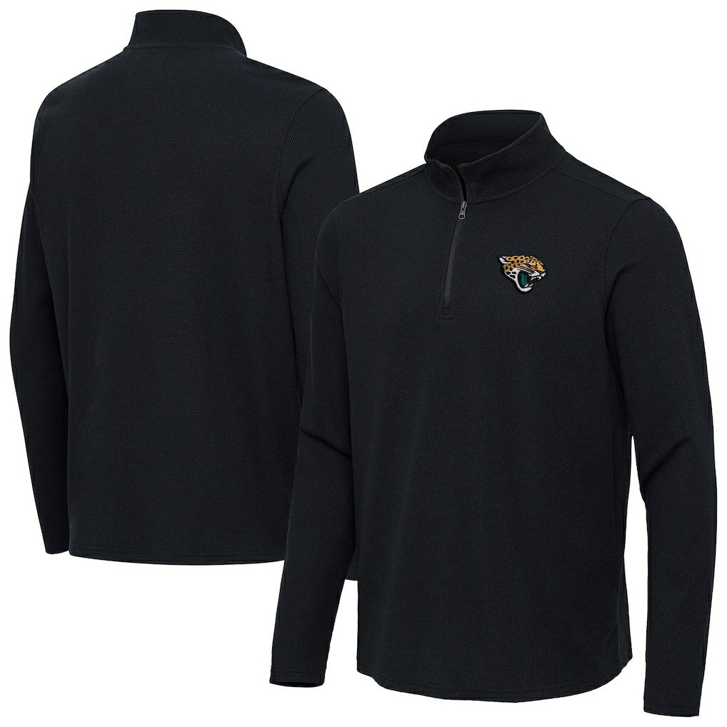 Jacksonville Jaguars Antigua Sync Tri-Blend Quarter-Zip Pullover - Heather Black - NFL