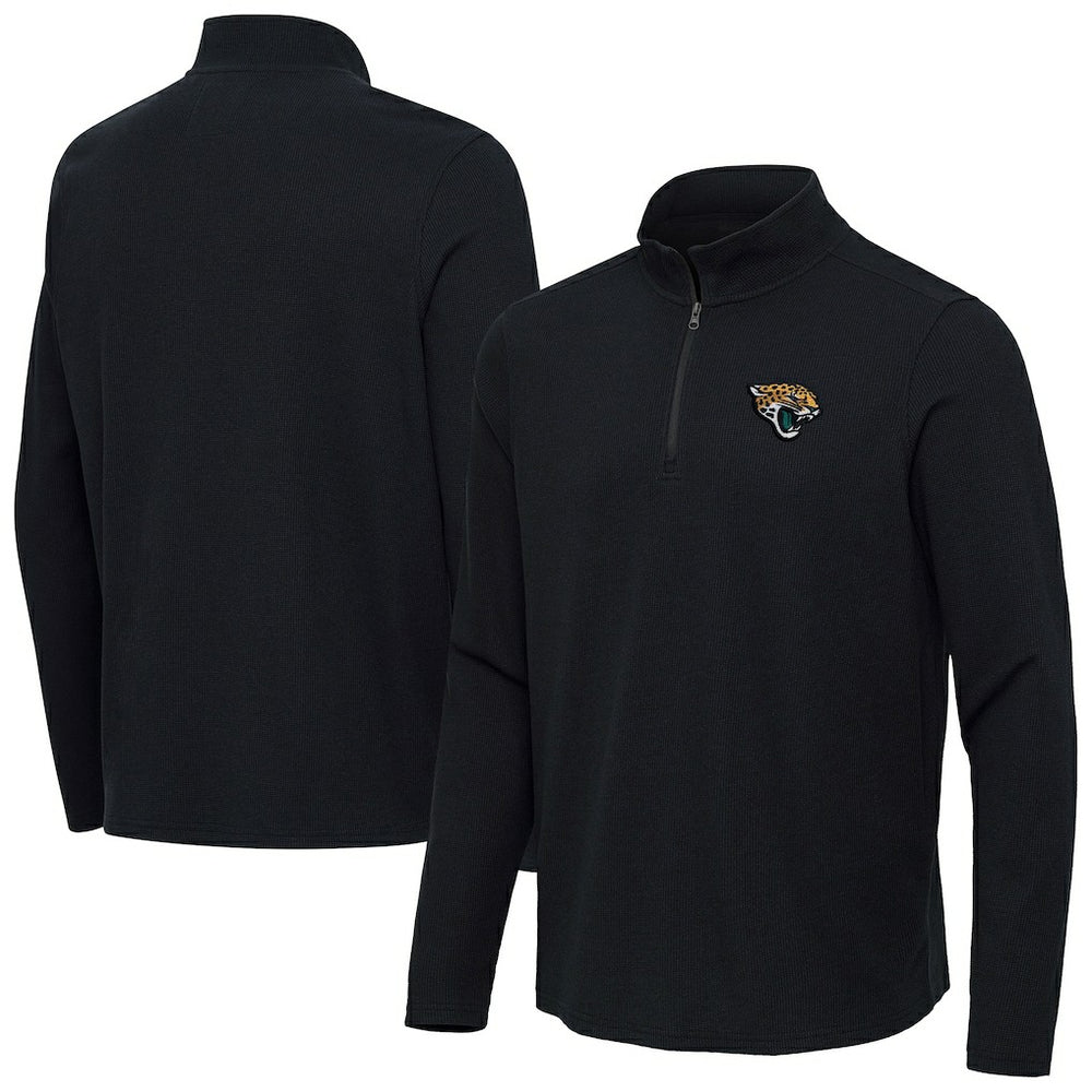 Jacksonville Jaguars Antigua Sync Tri-Blend Quarter-Zip Pullover - Heather Black - NFL
