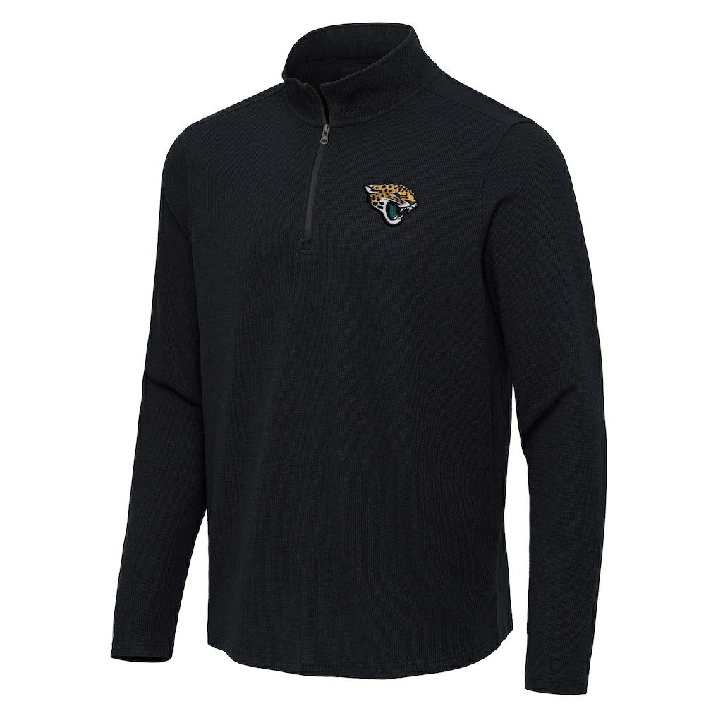 Jacksonville Jaguars Antigua Sync Tri-Blend Quarter-Zip Pullover - Heather Black - NFL