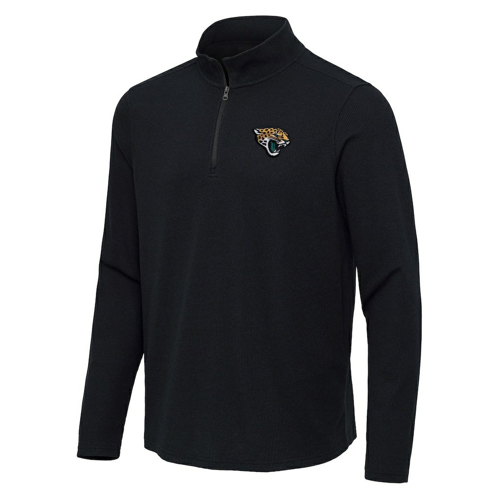 Jacksonville Jaguars Antigua Sync Tri-Blend Quarter-Zip Pullover - Heather Black - NFL