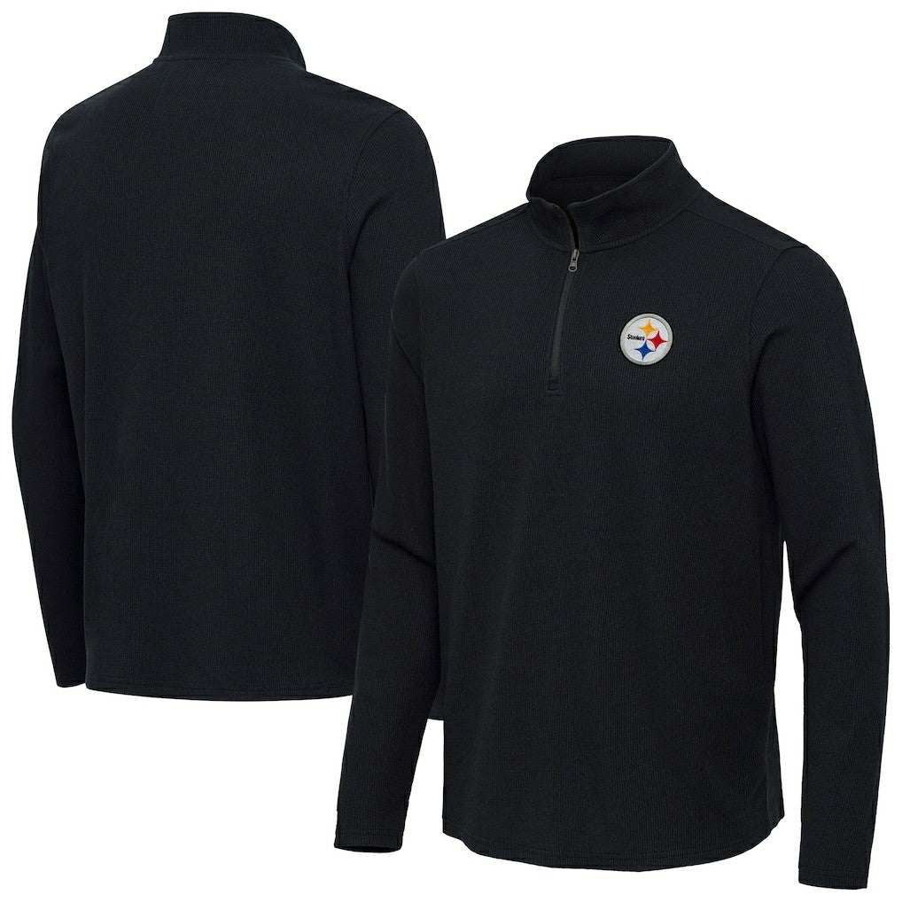 Pittsburgh Steelers Antigua Sync Tri-Blend Quarter-Zip Pullover - Heather Black - NFL