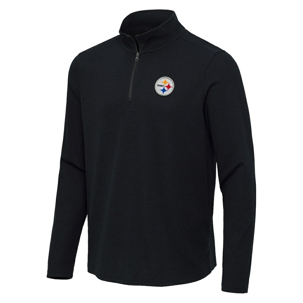 Pittsburgh Steelers Antigua Sync Tri-Blend Quarter-Zip Pullover - Heather Black - NFL