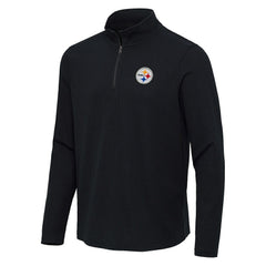 Pittsburgh Steelers Antigua Sync Tri-Blend Quarter-Zip Pullover - Heather Black - NFL