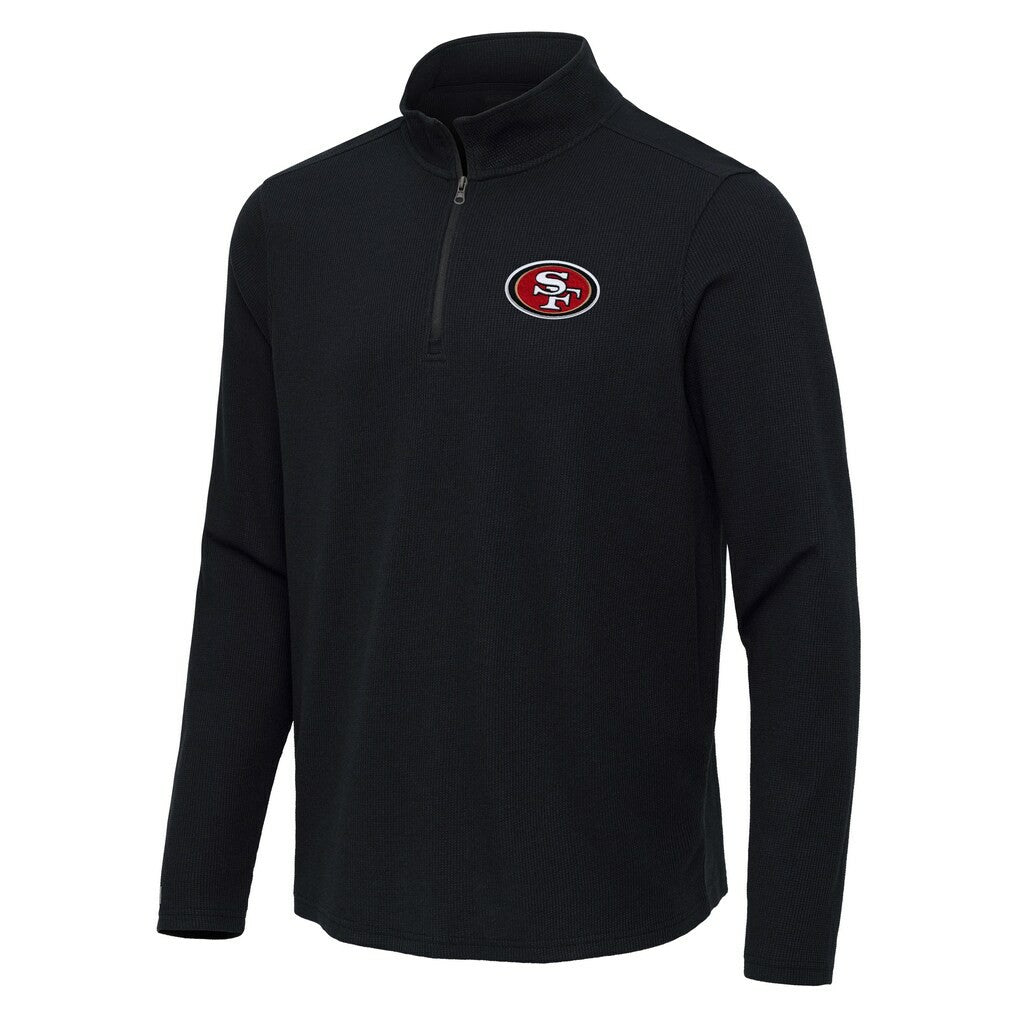 San Francisco 49ers Antigua Sync Tri-Blend Quarter-Zip Pullover - Heather Black - NFL
