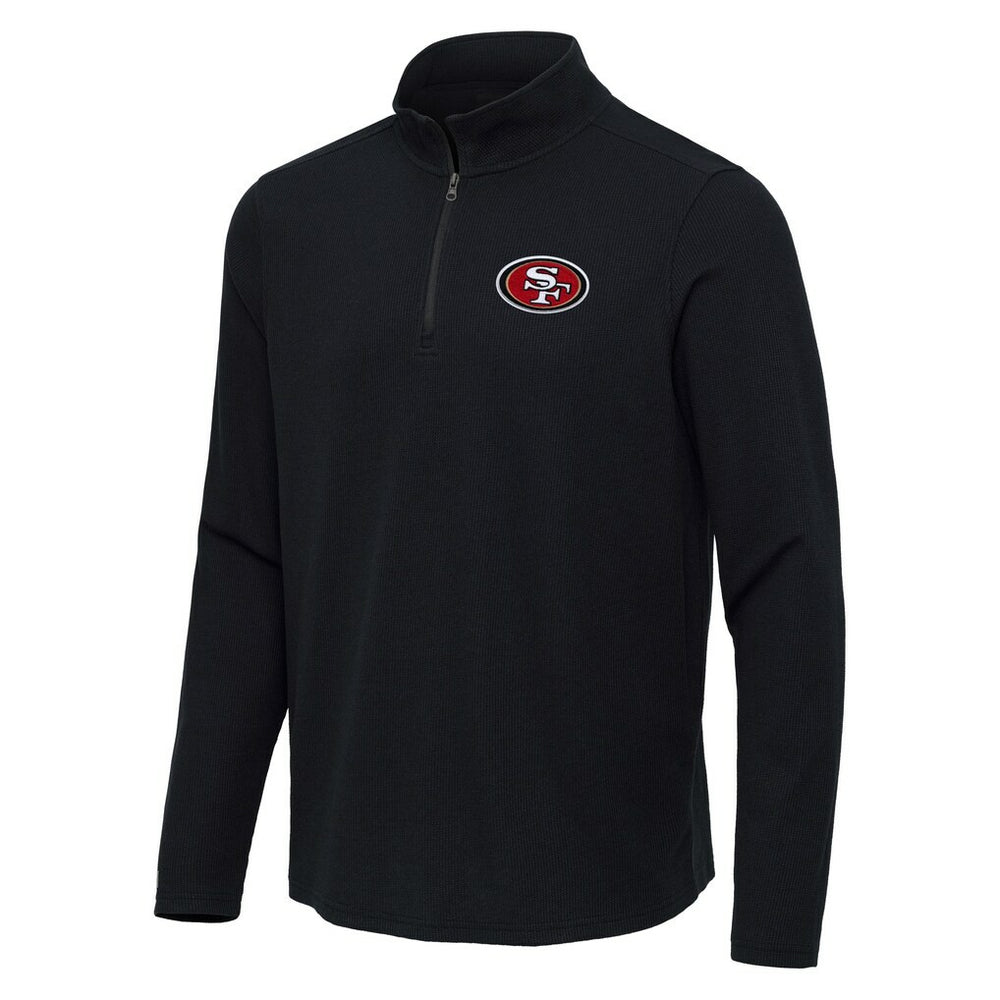 San Francisco 49ers Antigua Sync Tri-Blend Quarter-Zip Pullover - Heather Black - NFL
