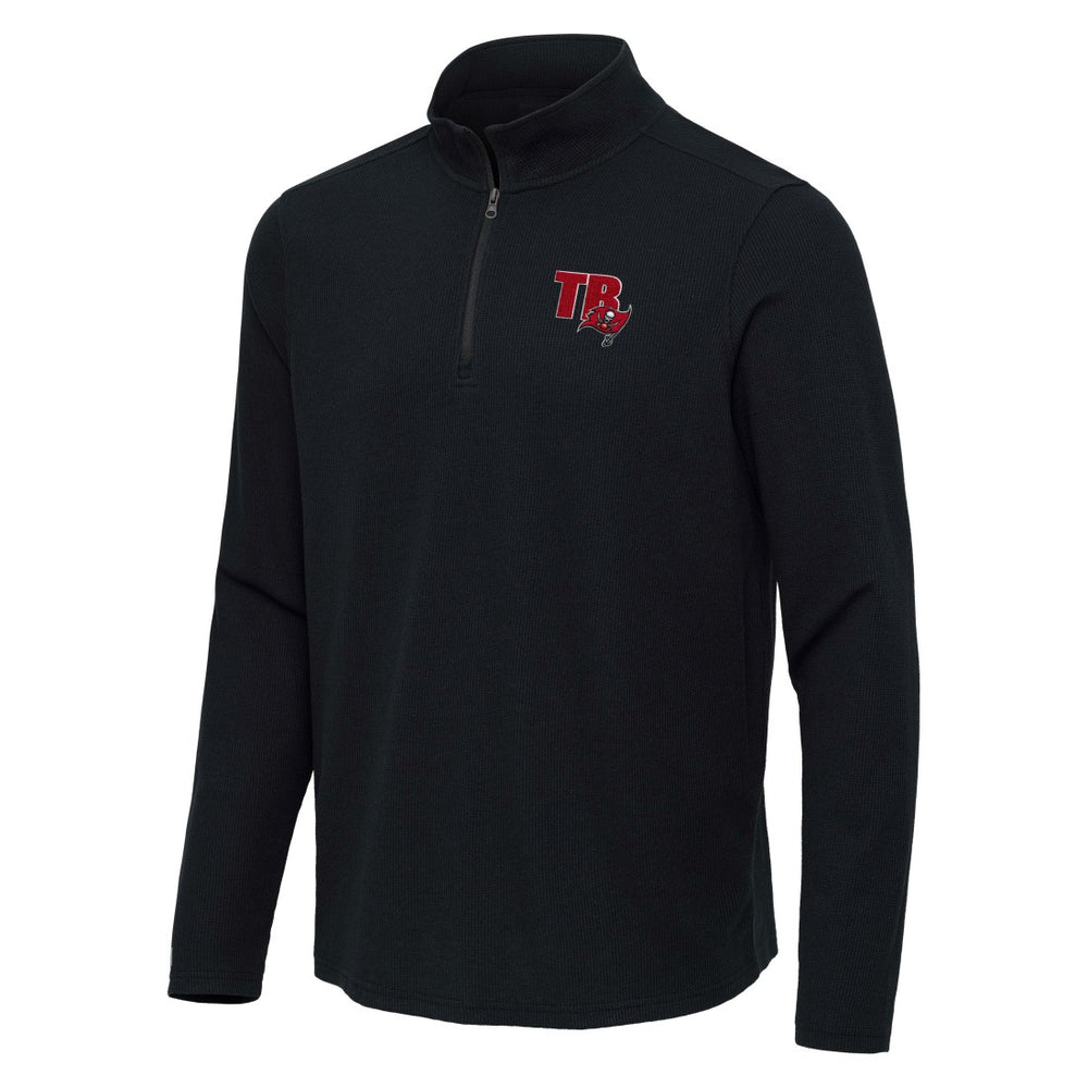 Tampa Bay Buccaneers Antigua Sync Tri-Blend Quarter-Zip Pullover - Heather Black - NFL