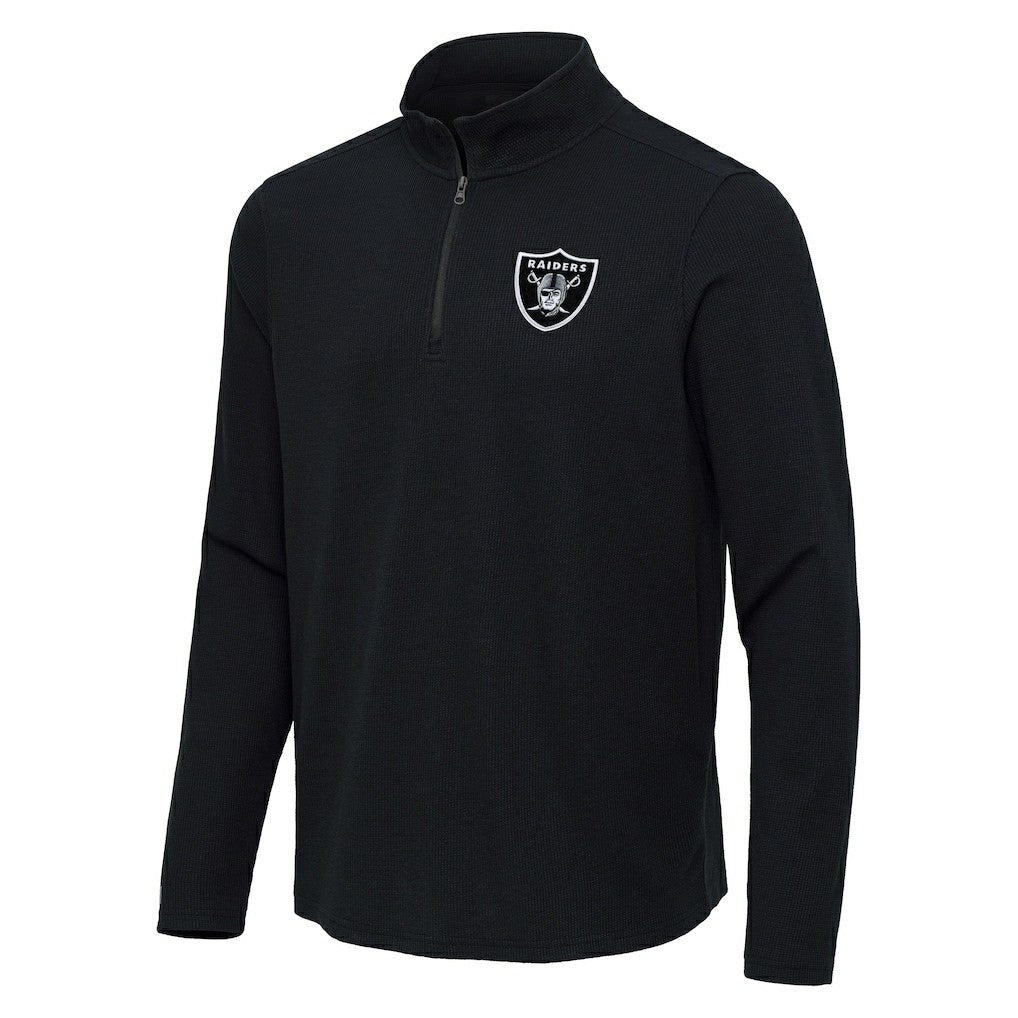 Las Vegas Raiders Antigua Sync Tri-Blend Quarter-Zip Pullover - Heather Black - NFL