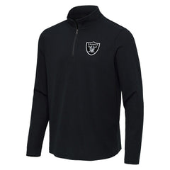 Las Vegas Raiders Antigua Sync Tri-Blend Quarter-Zip Pullover - Heather Black - NFL