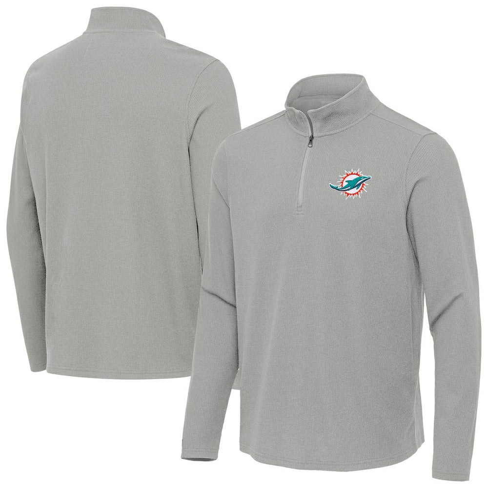 Miami Dolphins Antigua Sync Tri-Blend Quarter-Zip Pullover - Heather Gray - NFL