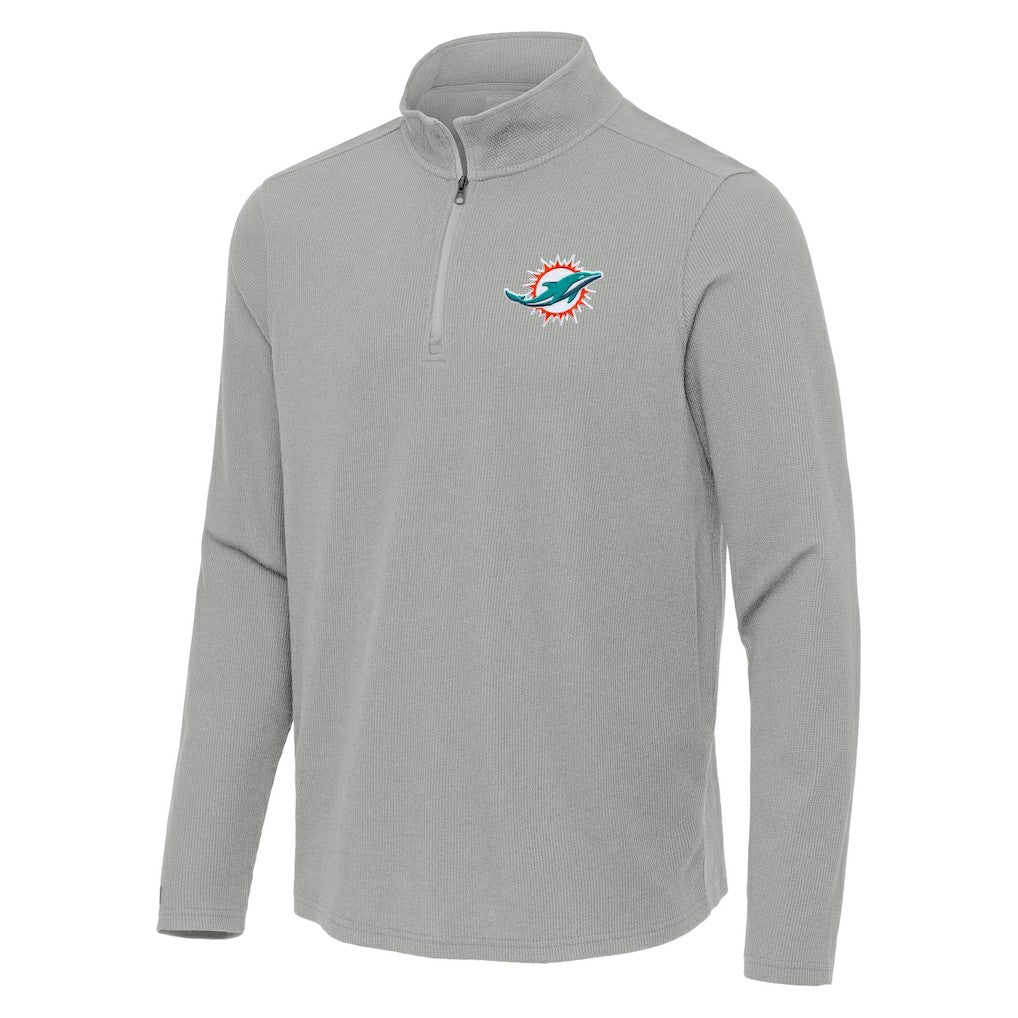 Miami Dolphins Antigua Sync Tri-Blend Quarter-Zip Pullover - Heather Gray - NFL
