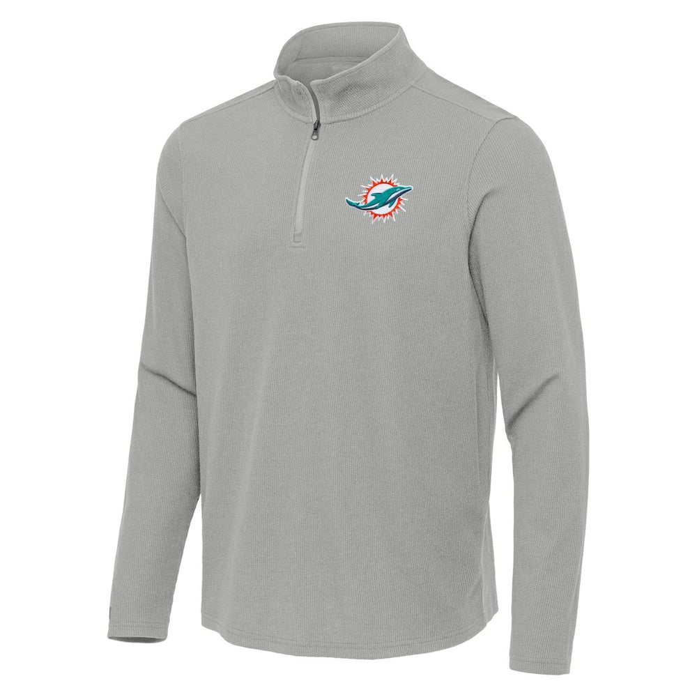 Miami Dolphins Antigua Sync Tri-Blend Quarter-Zip Pullover - Heather Gray - NFL
