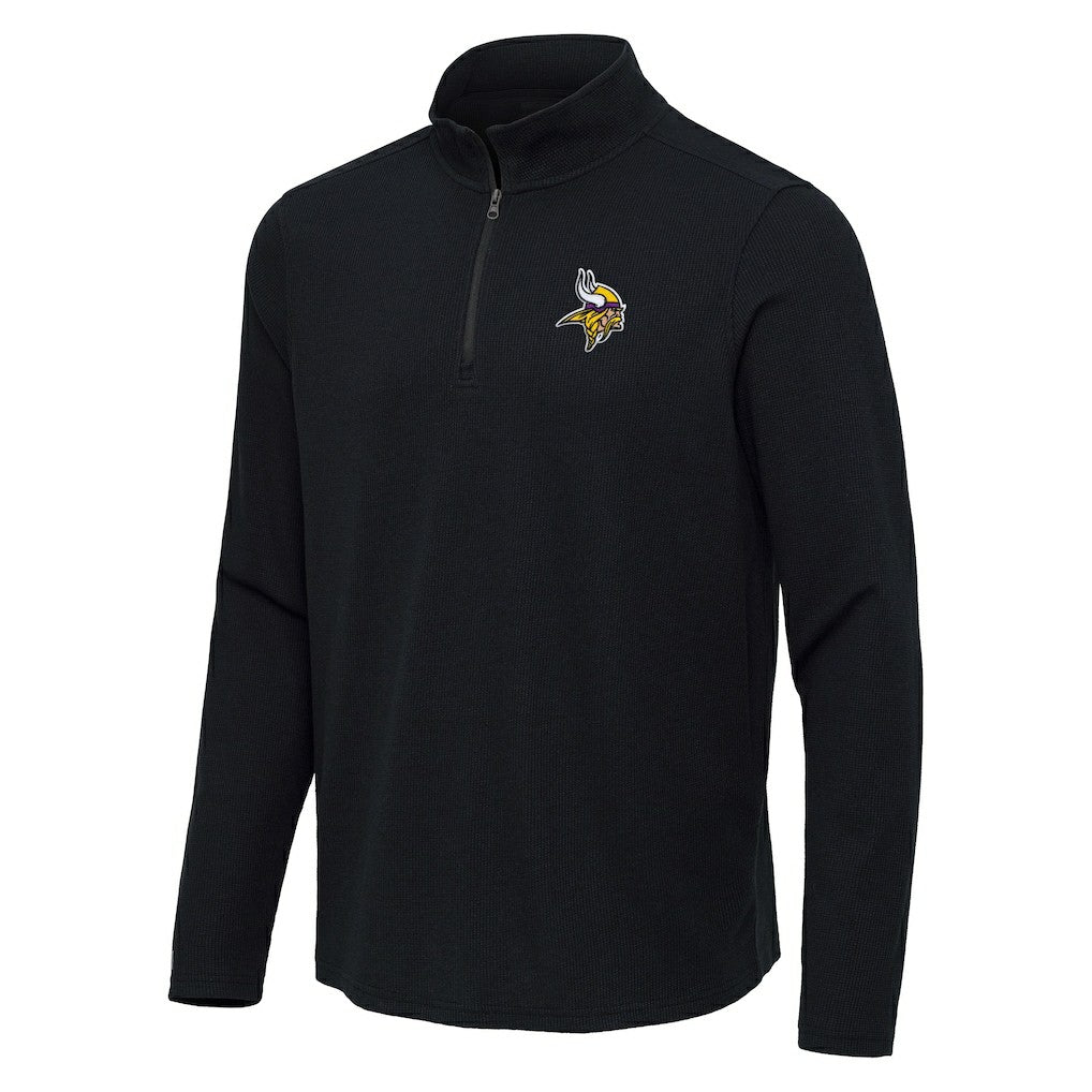 Minnesota Vikings Antigua Sync Tri-Blend Quarter-Zip Pullover - Heather Black - NFL