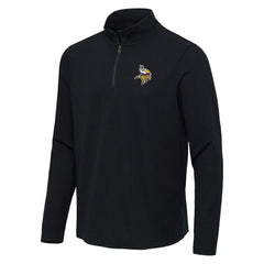 Minnesota Vikings Antigua Sync Tri-Blend Quarter-Zip Pullover - Heather Black - NFL