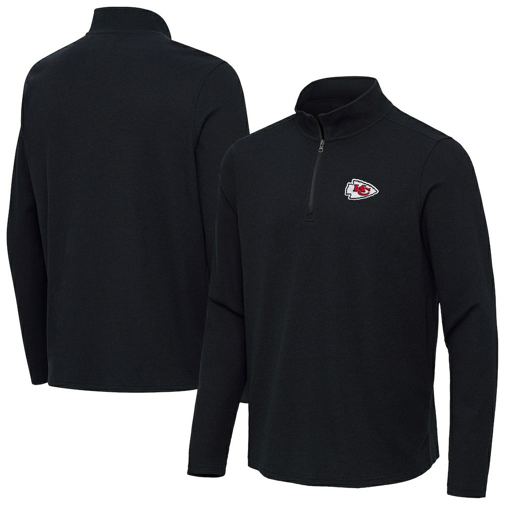Kansas City Chiefs Antigua Sync Tri-Blend Quarter-Zip Pullover - Heather Black - NFL