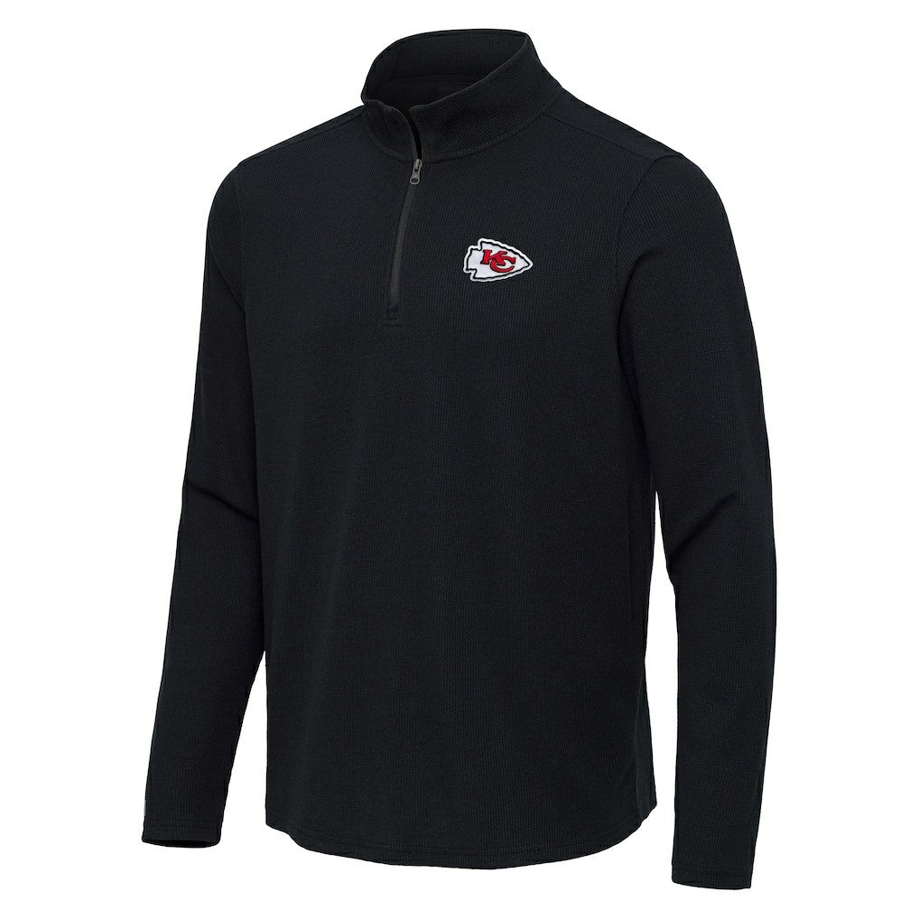 Kansas City Chiefs Antigua Sync Tri-Blend Quarter-Zip Pullover - Heather Black - NFL