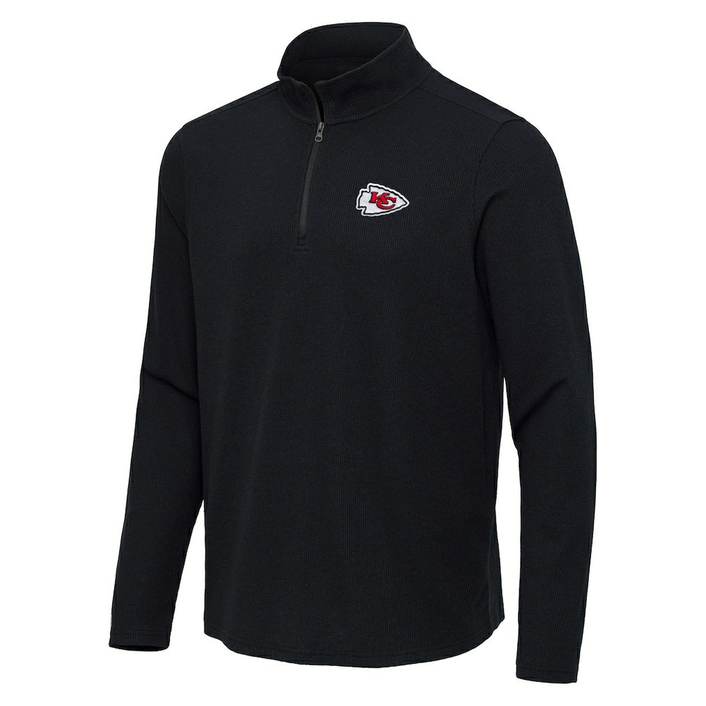 Kansas City Chiefs Antigua Sync Tri-Blend Quarter-Zip Pullover - Heather Black - NFL