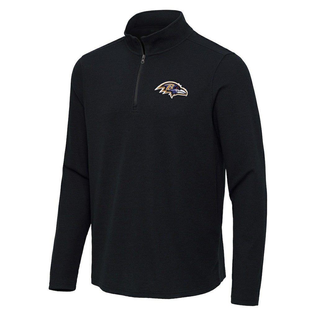 Baltimore Ravens Antigua Sync Tri-Blend Quarter-Zip Pullover - Heather Black - NFL