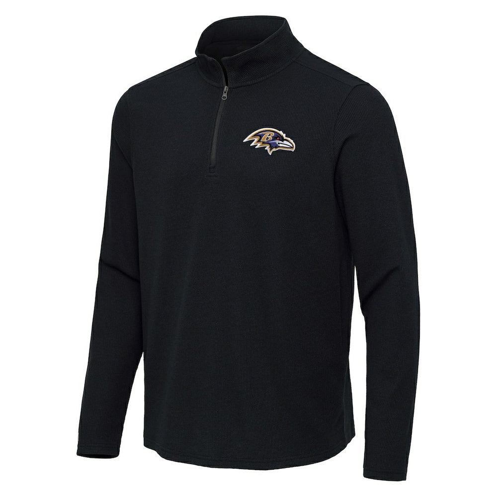 Baltimore Ravens Antigua Sync Tri-Blend Quarter-Zip Pullover - Heather Black - NFL