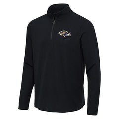 Baltimore Ravens Antigua Sync Tri-Blend Quarter-Zip Pullover - Heather Black - NFL