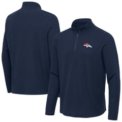 Denver Broncos Antigua Sync Tri-Blend Quarter-Zip Pullover - Heather Navy - NFL