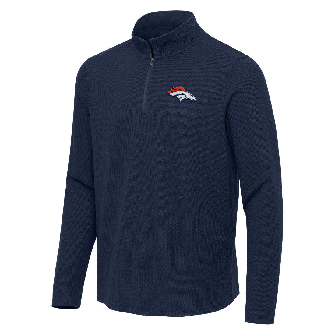 Denver Broncos Antigua Sync Tri-Blend Quarter-Zip Pullover - Heather Navy - NFL