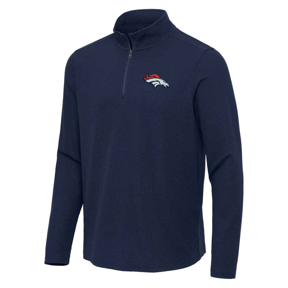 Denver Broncos Antigua Sync Tri-Blend Quarter-Zip Pullover - Heather Navy - NFL