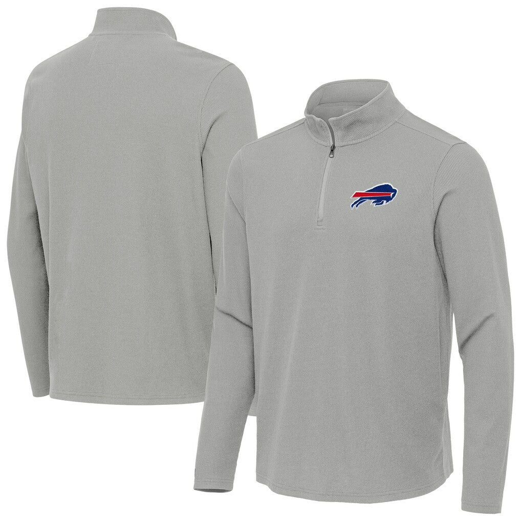 Buffalo Bills Antigua Sync Tri-Blend Quarter-Zip Pullover - Heather Gray - NFL