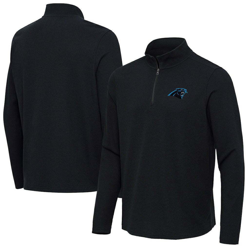 Carolina Panthers Antigua Sync Tri-Blend Quarter-Zip Pullover - Heather Black - NFL