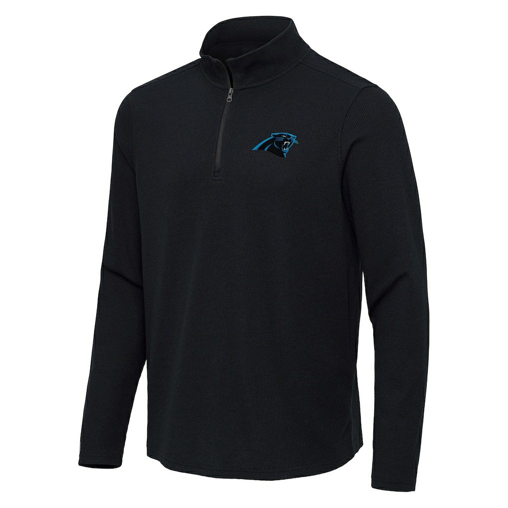 Carolina Panthers Antigua Sync Tri-Blend Quarter-Zip Pullover - Heather Black - NFL