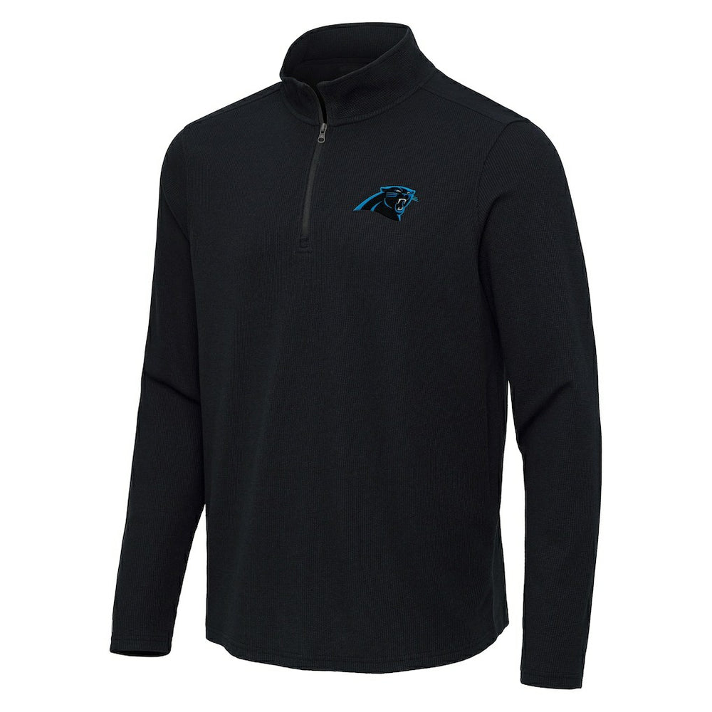 Carolina Panthers Antigua Sync Tri-Blend Quarter-Zip Pullover - Heather Black - NFL