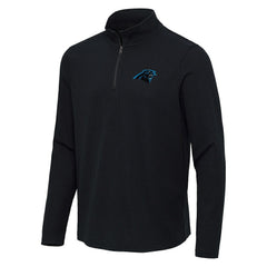 Carolina Panthers Antigua Sync Tri-Blend Quarter-Zip Pullover - Heather Black - NFL