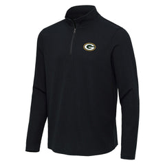 Green Bay Packers Antigua Sync Tri-Blend Quarter-Zip Pullover - Heather Black - NFL
