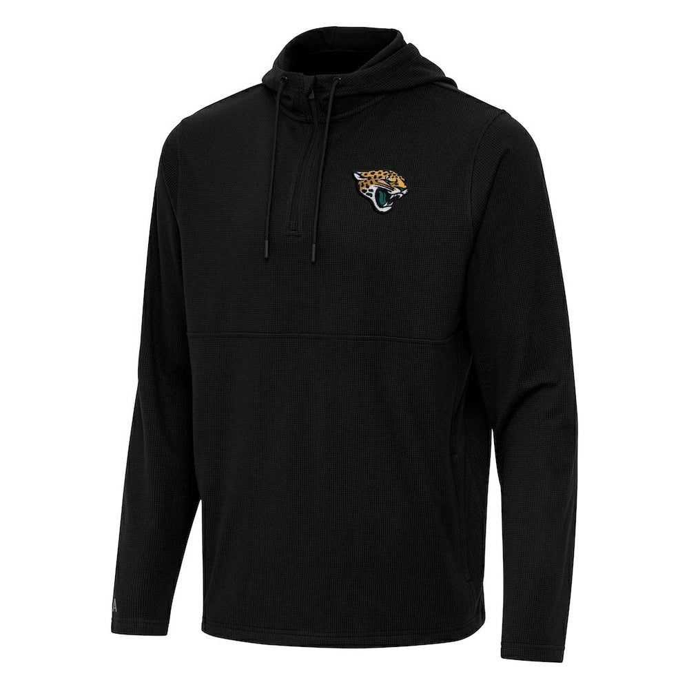 Jacksonville Jaguars Antigua Connected Quarter-Zip Pullover Hoodie - Black - NFL