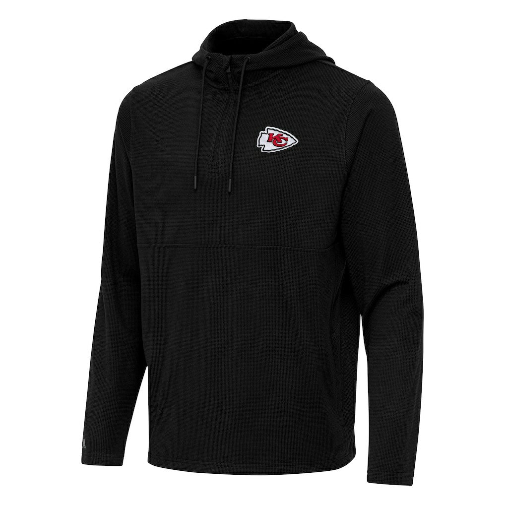 Kansas City Chiefs Antigua Connected Quarter-Zip Pullover Hoodie - Black - NFL