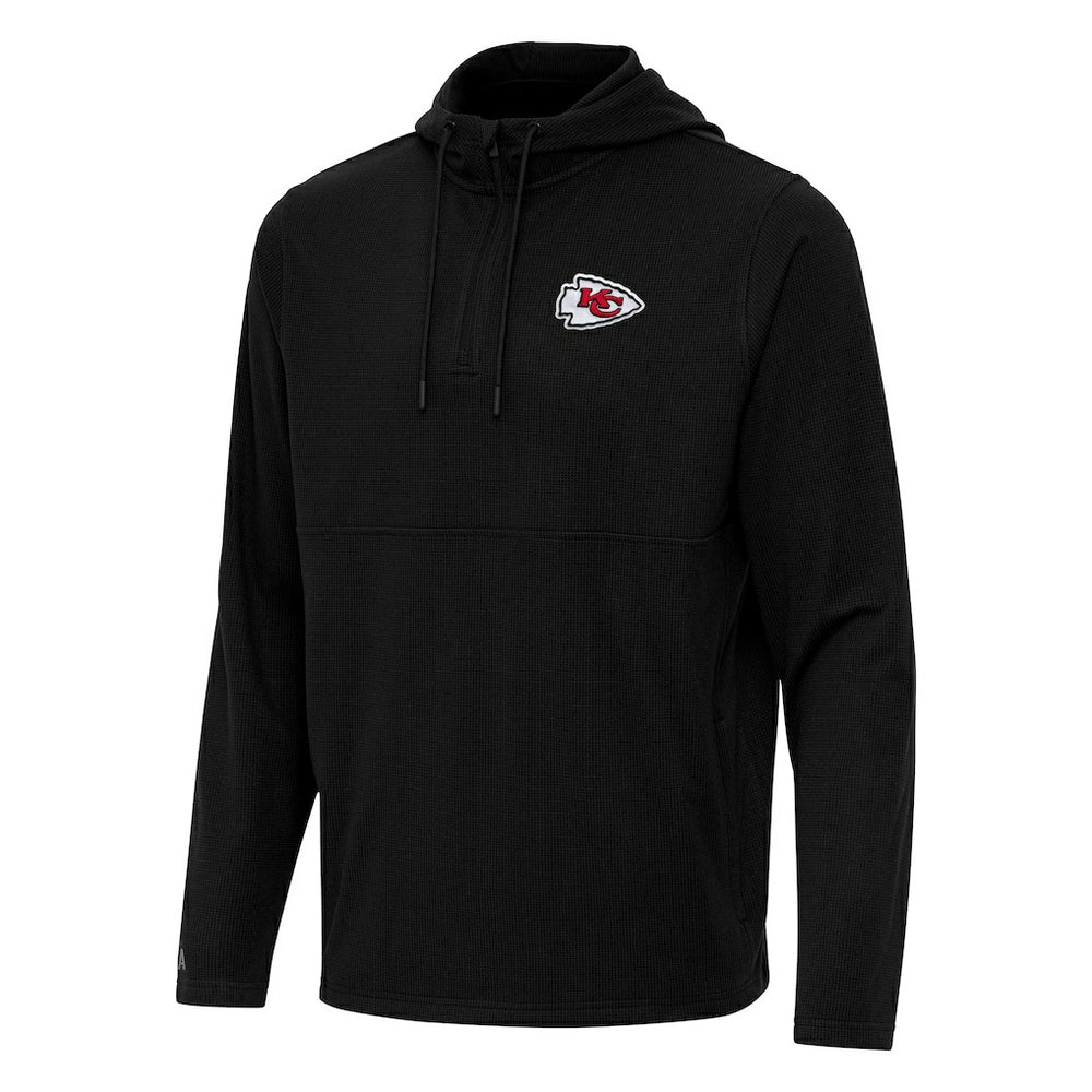 Kansas City Chiefs Antigua Connected Quarter-Zip Pullover Hoodie - Black - NFL