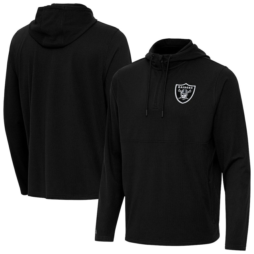 Las Vegas Raiders Antigua Connected Quarter-Zip Pullover Hoodie - Black - NFL