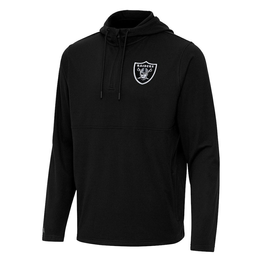 Las Vegas Raiders Antigua Connected Quarter-Zip Pullover Hoodie - Black - NFL