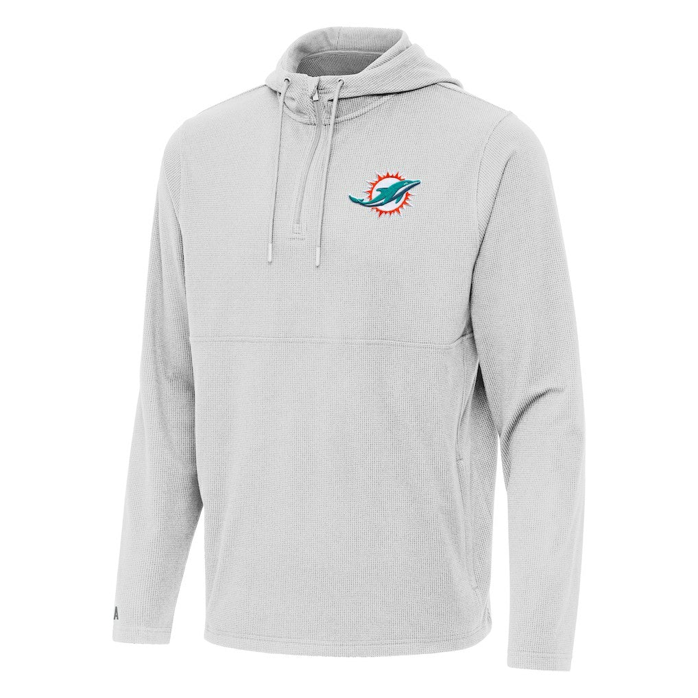 Miami Dolphins Antigua Connected Quarter-Zip Pullover Hoodie - Gray - NFL