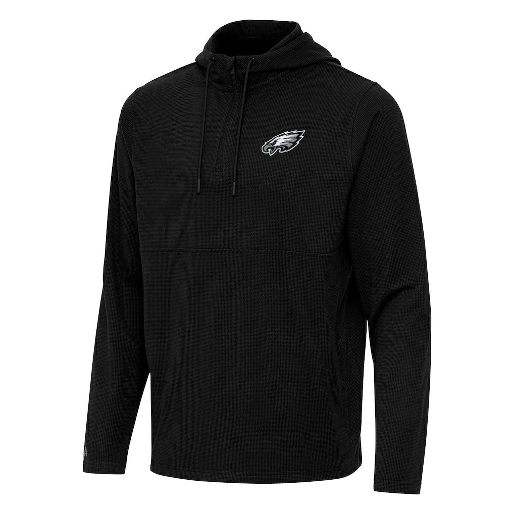 Philadelphia Eagles Antigua Connected Quarter-Zip Pullover Hoodie - Black - NFL