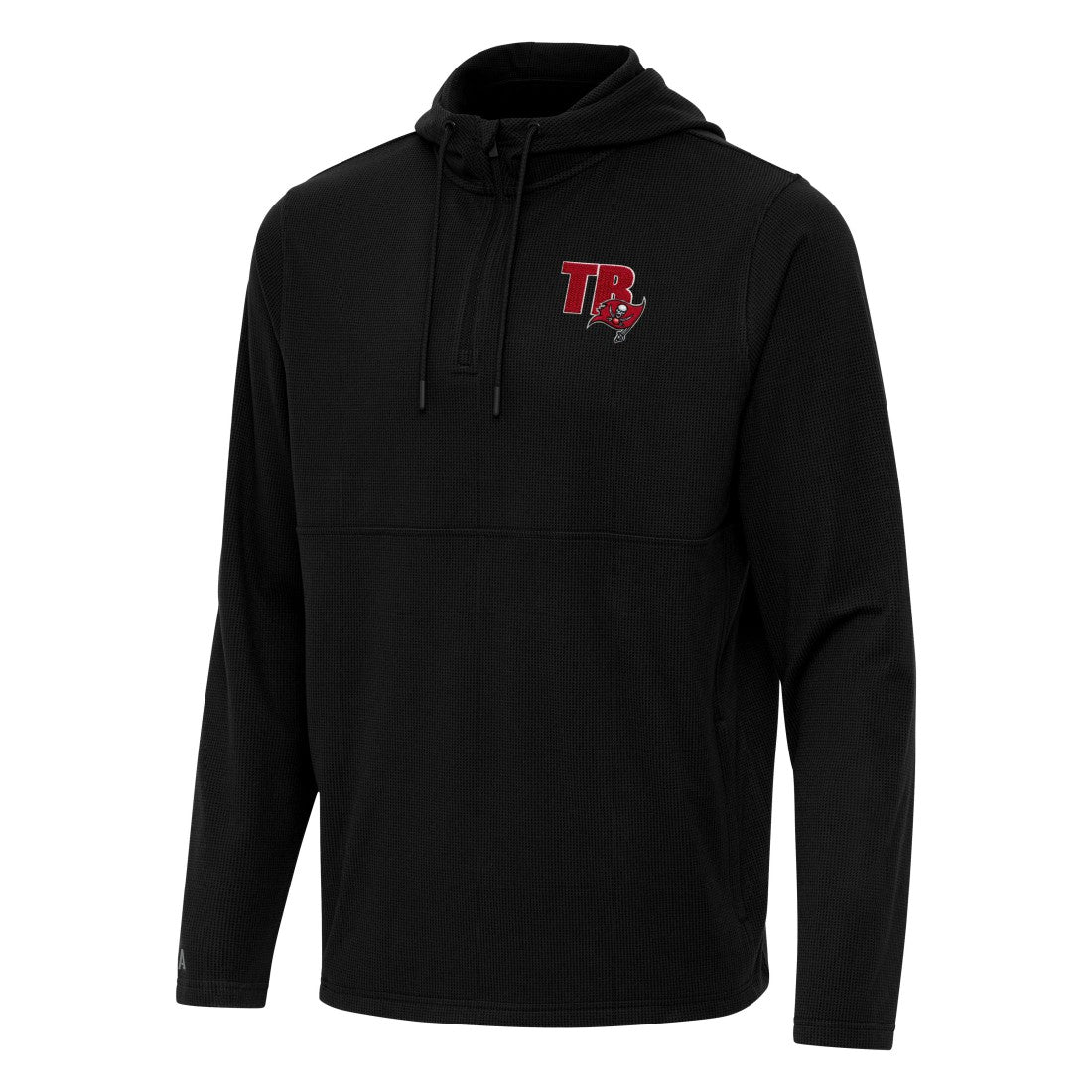 Tampa Bay Buccaneers Antigua Connected Quarter-Zip Pullover Hoodie - Black - NFL