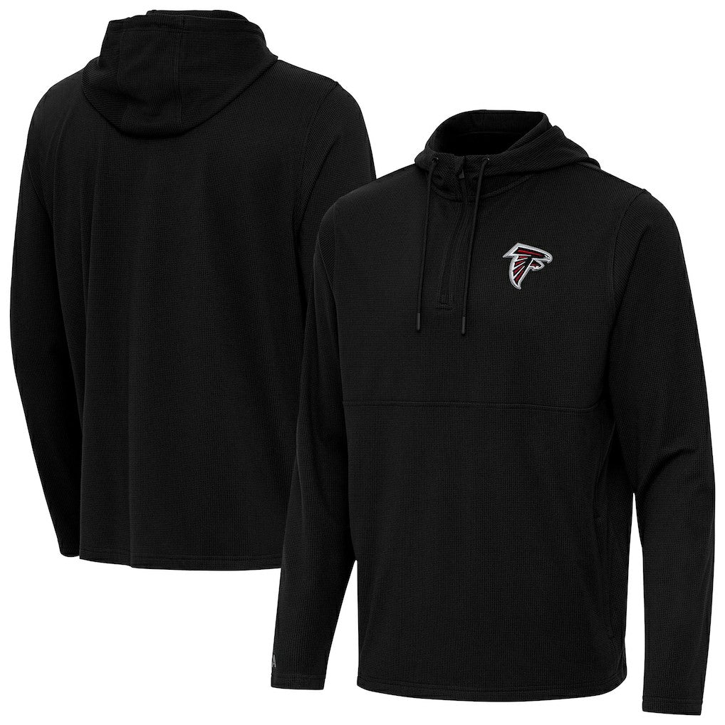 Atlanta Falcons Antigua Connected Quarter-Zip Pullover Hoodie - Black - NFL