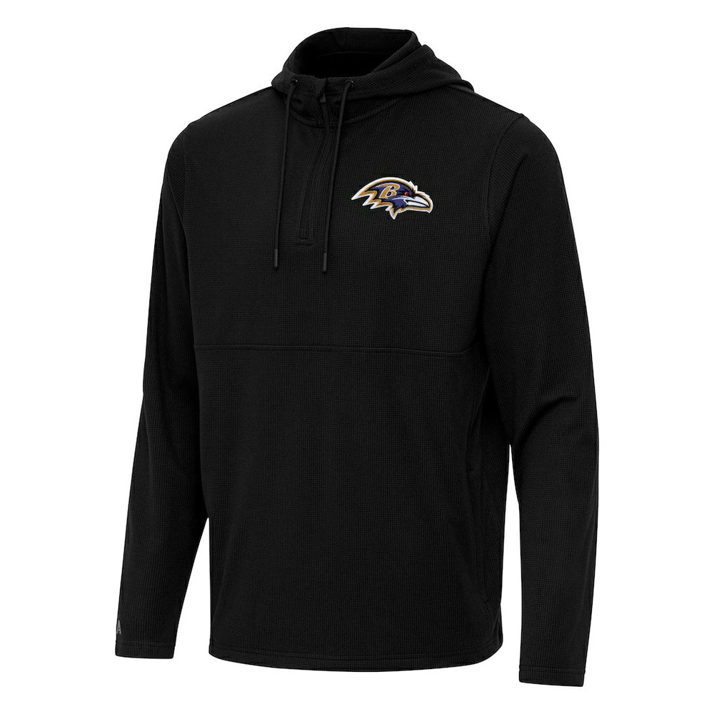 Baltimore Ravens Antigua Connected Quarter-Zip Pullover Hoodie - Black - NFL